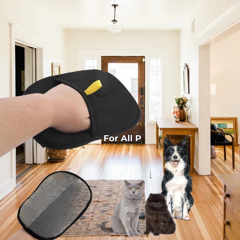 Pet hair cleaning gloves