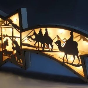 LED Wooden Christmas Ornaments Nativity Scene Star Shaped Desk Lamp