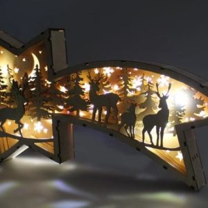 LED Wooden Christmas Ornaments Nativity Scene Star Shaped Desk Lamp